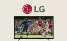 LG smart TV with a live soccer game on screen
